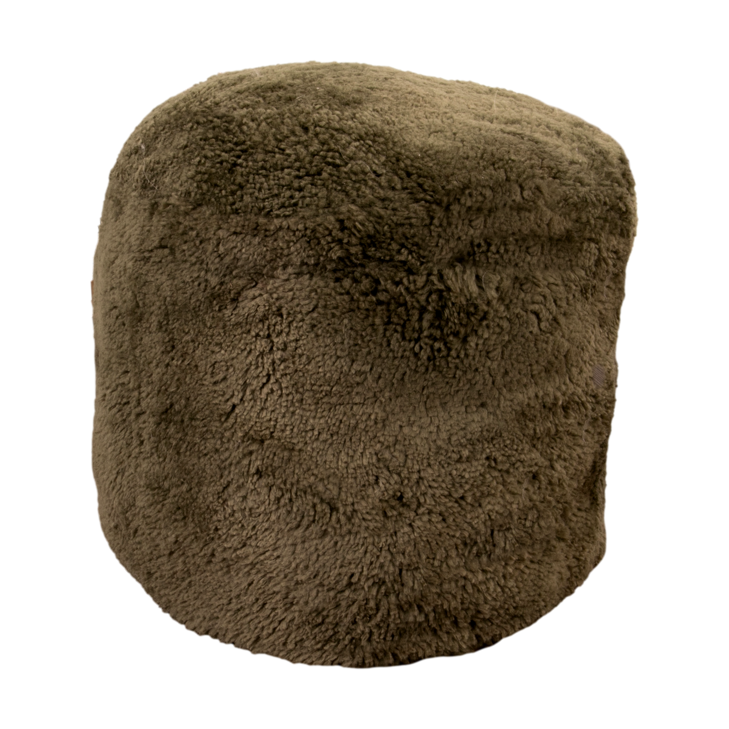 Khaki Green Short Pile Sheepskin Pouf 40cm Foot Stool - CasaFenix