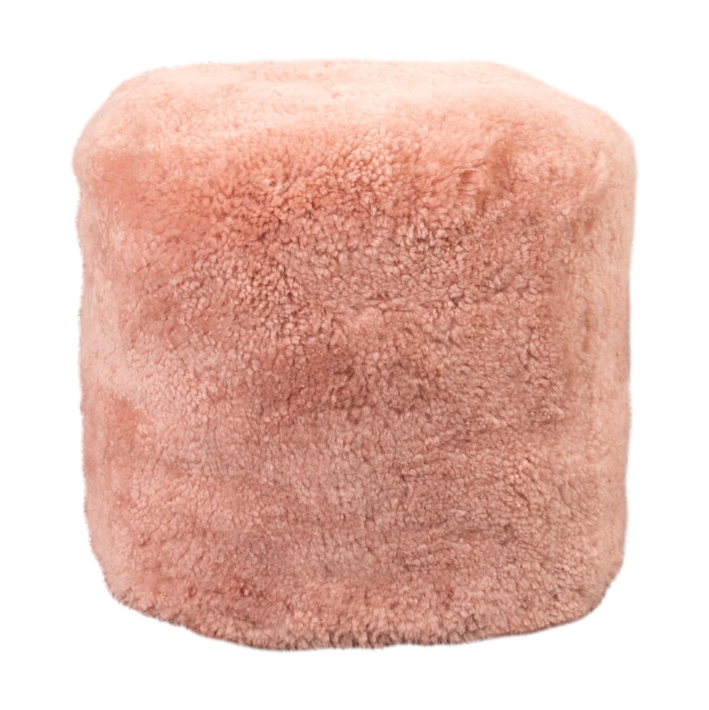 Pink Short Pile Sheepskin Pouf 40cm Diameter - CasaFenix