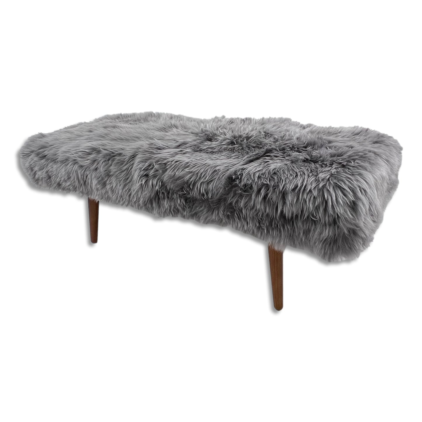Shearling Sheepskin Grey End Of Bed Bench 110 x 45cm - CasaFenix