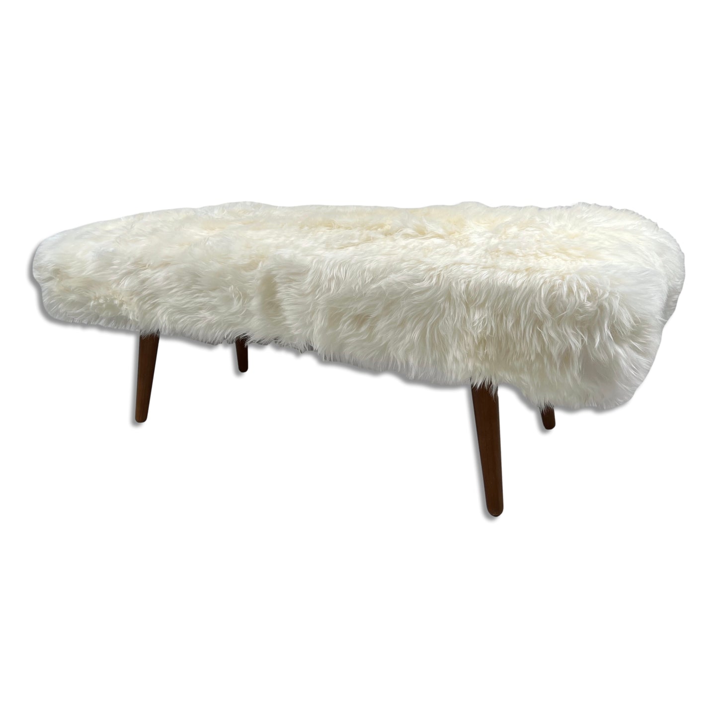 Shearling Sheepskin White End Of Bed Bench 110x45cm - CasaFenix