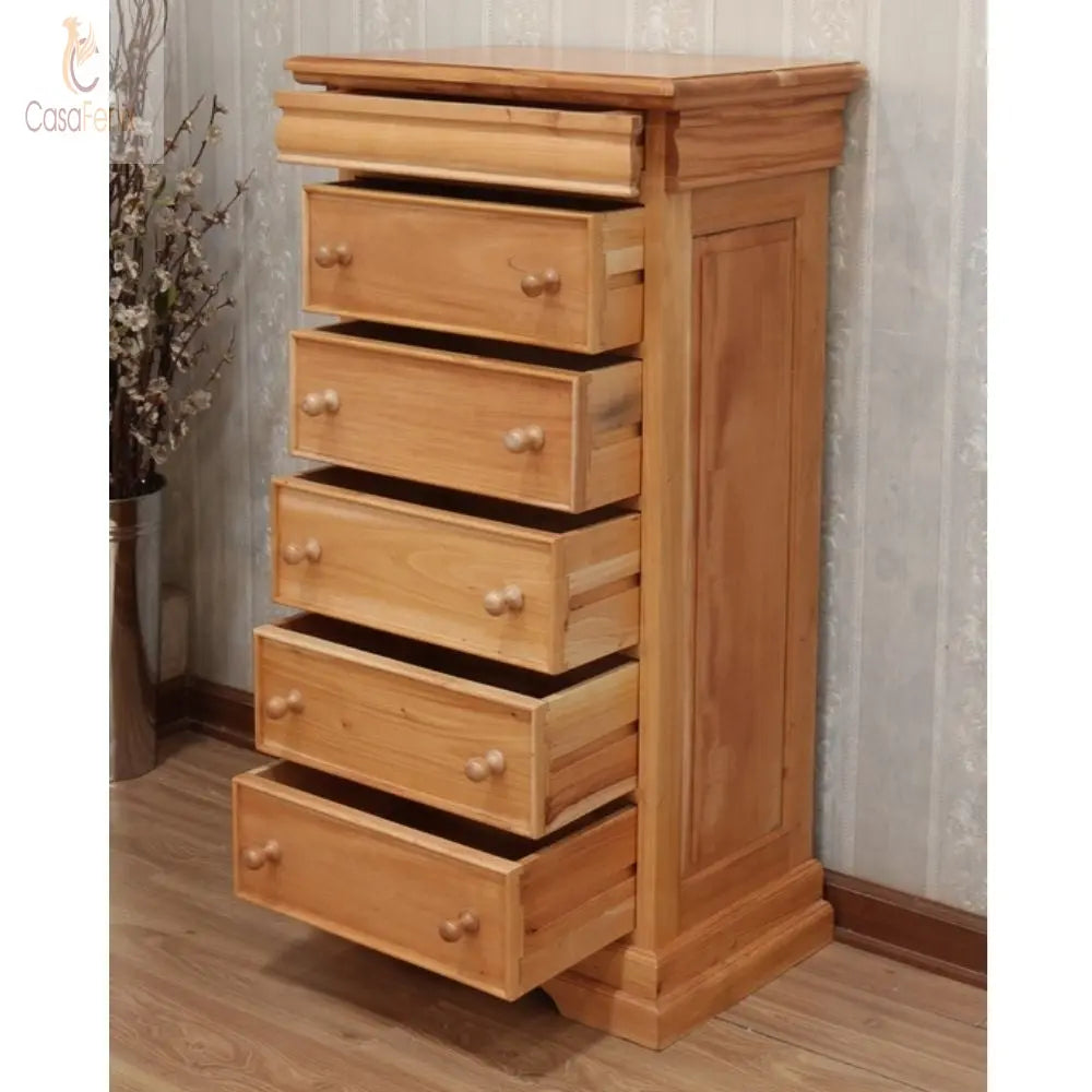 Sleigh Chest of 6 Drawers - 1 Hidden Solid Mahogany Wellington Chest Bedroom Storage CasaFenix