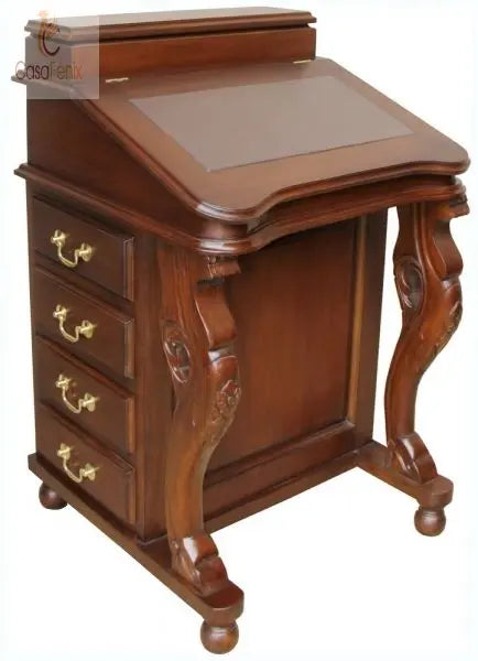 Small Davenport Desk Solid Mahogany Antique Reproduction CasaFenix