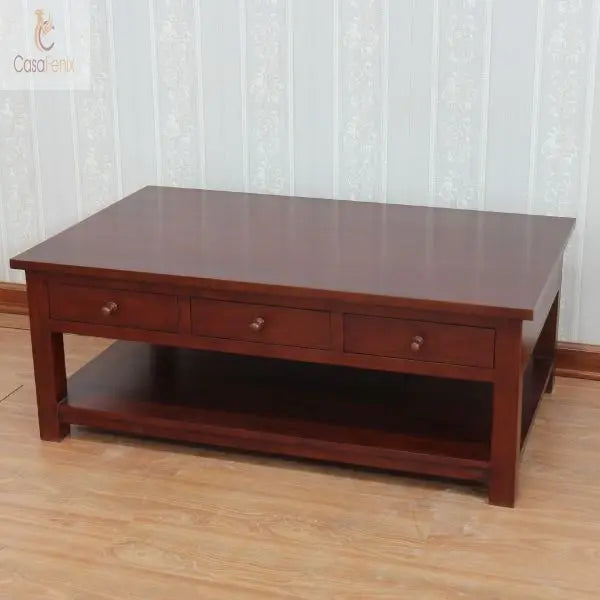 Solid Mahogany Rectangle Coffee Table - CasaFenix