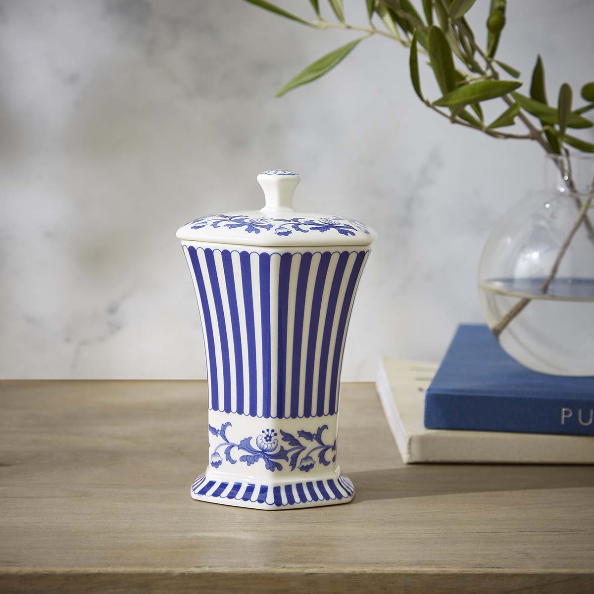 Steccato Mini Vase – Blue Italian Porcelain Floral & Stripe Design dinnerware CasaFenix