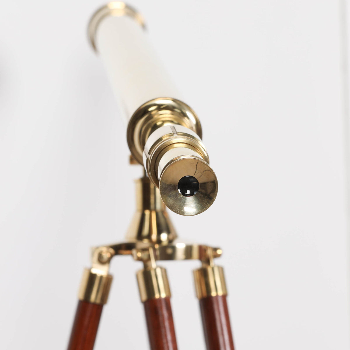 Brass Nickel-Plated Telescope on Wooden Tripod Stand 25x Magnification Telescope CasaFenix