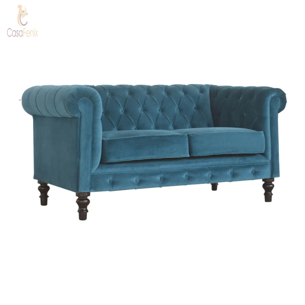 Teal 2 Seat Chesterfield Upholstered Sofa - CasaFenix
