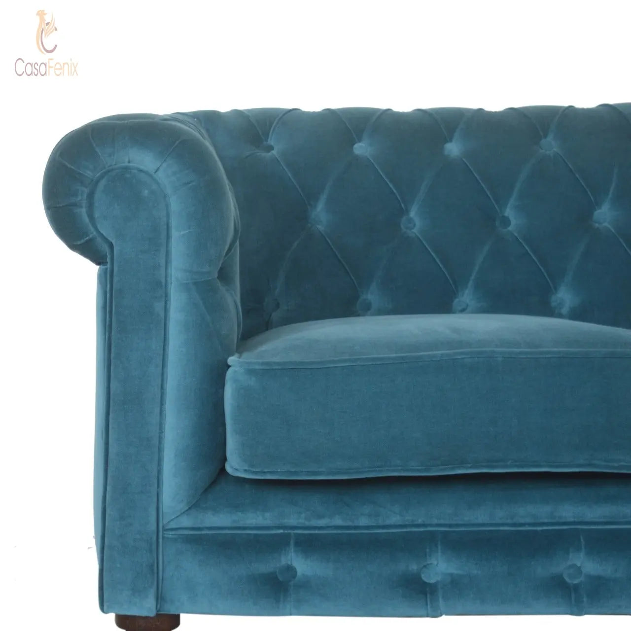 Teal 2 Seat Chesterfield Upholstered Sofa - CasaFenix