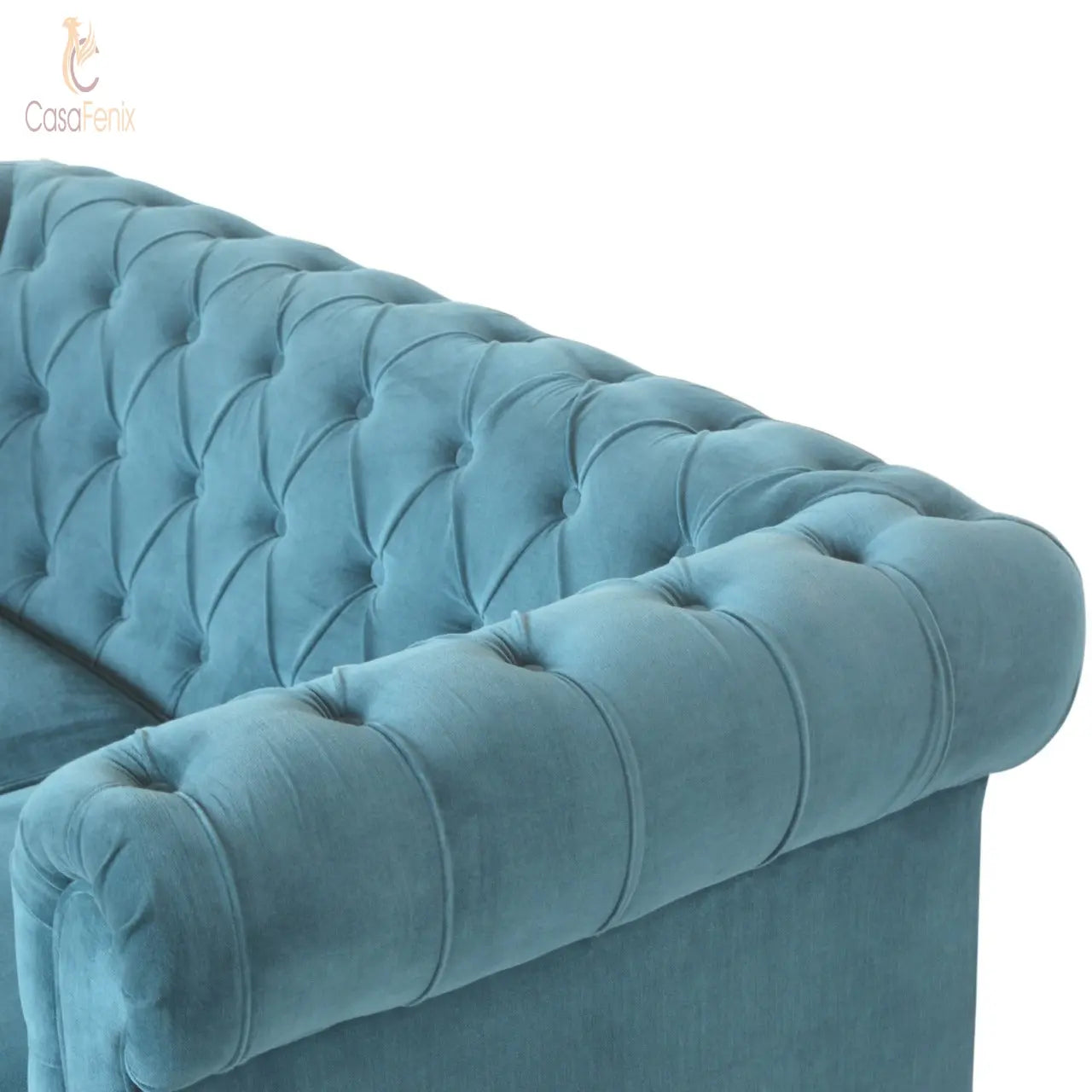Teal 2 Seat Chesterfield Upholstered Sofa - CasaFenix