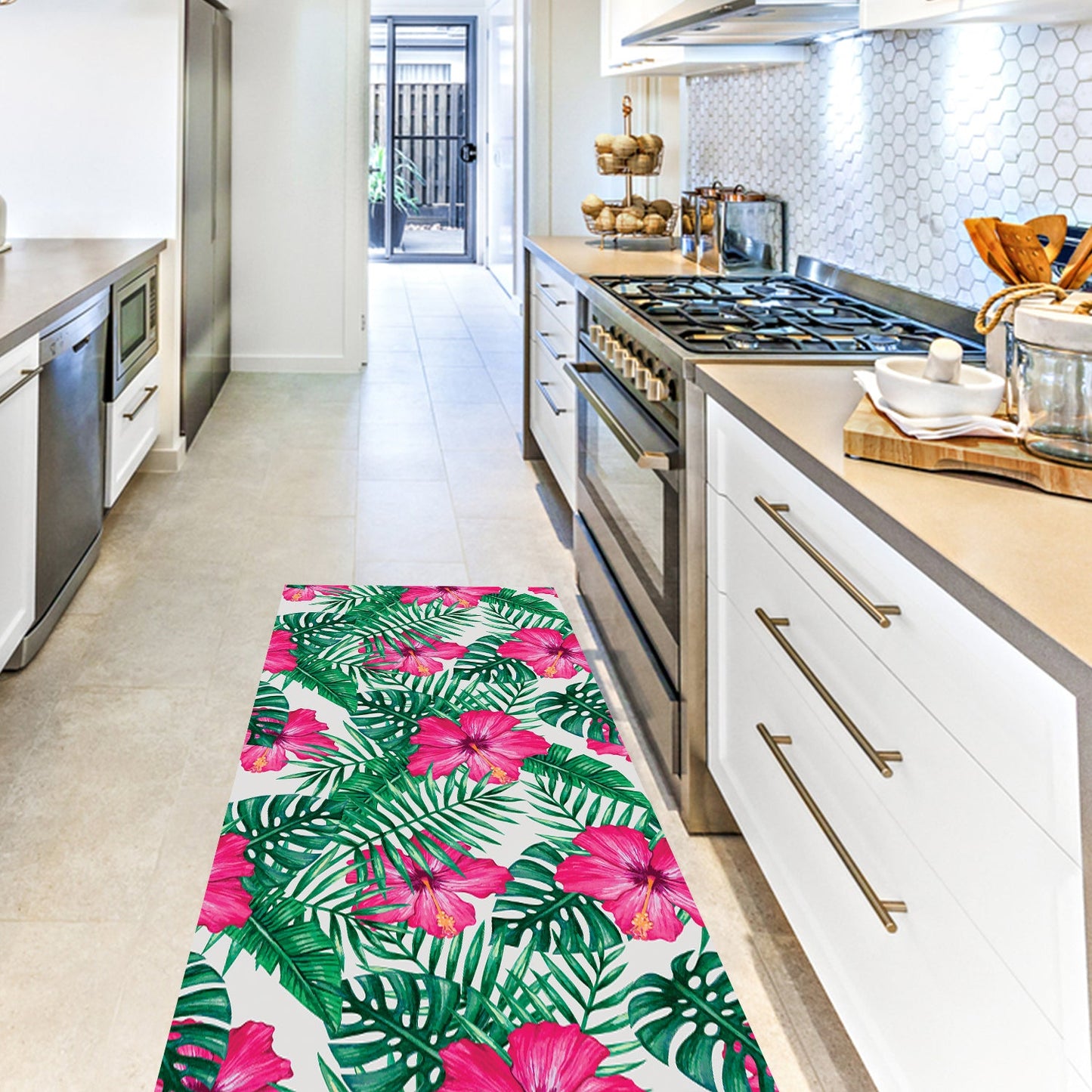 Monstera Vinyl Floor Mat 67x145cm Vinyl Floor Mat CasaFenix