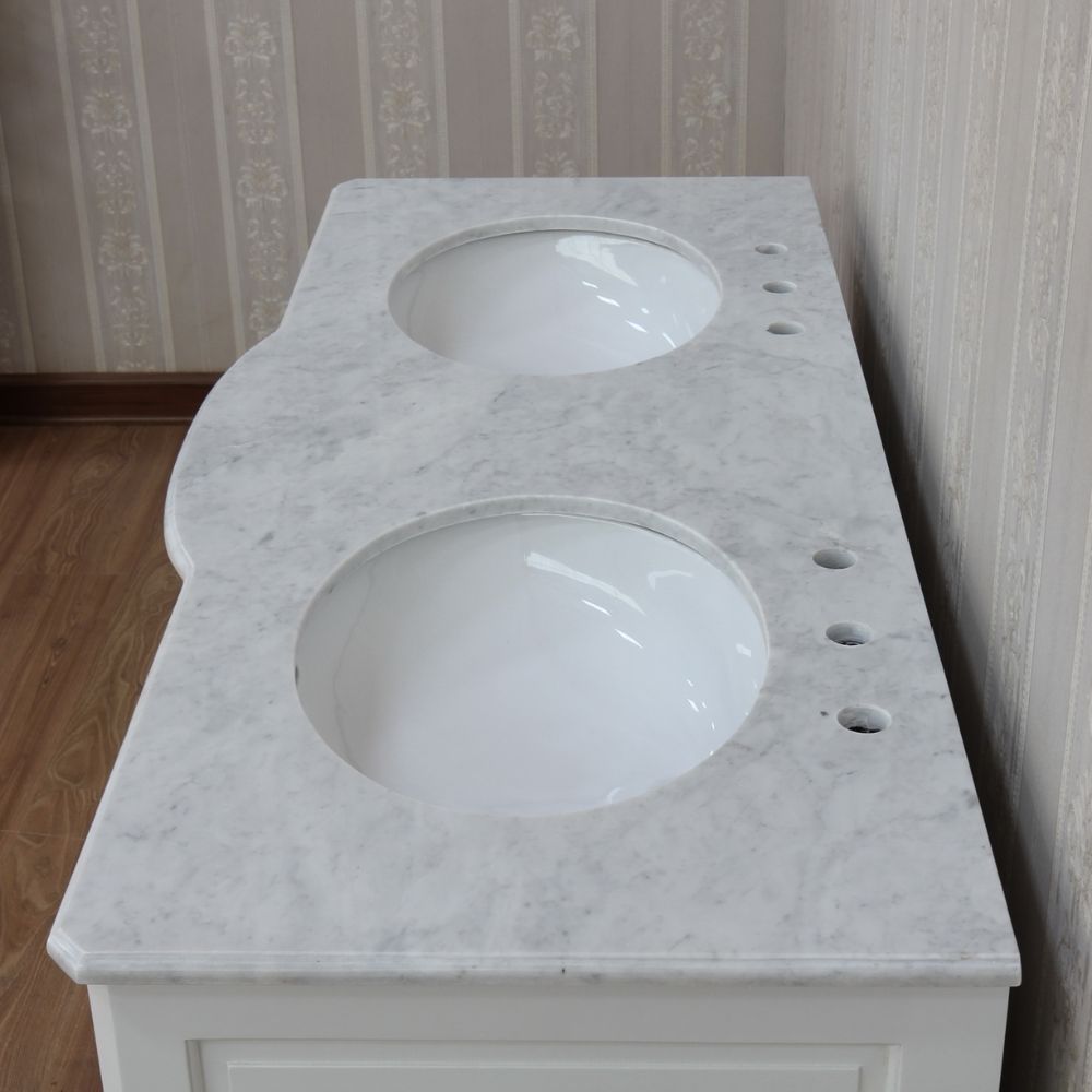 Solid Mahogany French Double Bathroom Vanity Unit With 2 Sinks Marble Top Vanity unit CasaFenix