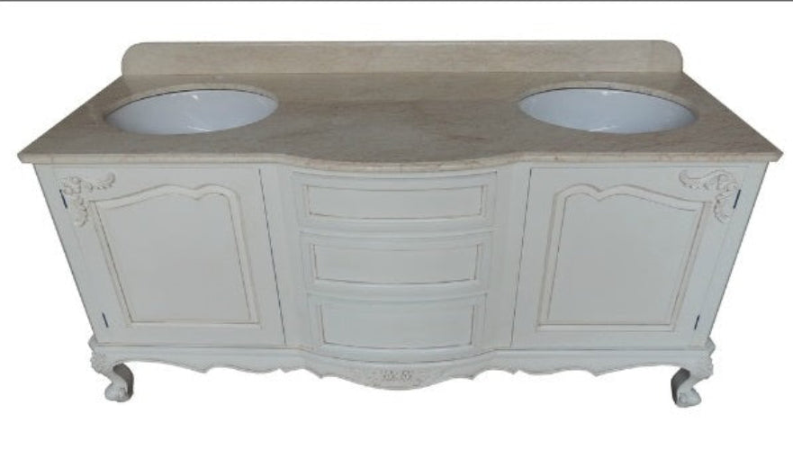 Solid Mahogany French Double Bathroom Vanity Unit With 2 Sinks Marble Top (Copy) Vanity unit CasaFenix