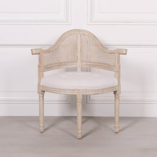 Wooden Louis Upholstered Corner Chair Birch Wood and Linen Dining chair CasaFenix