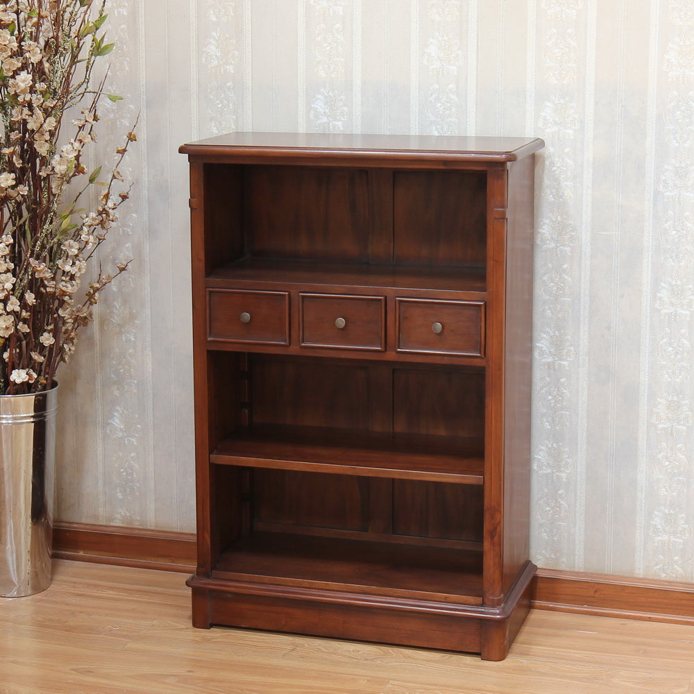 3 Drawer Large Mahogany Bookcase 3 Fixed Shelves (Copy) Bookcase CasaFenix