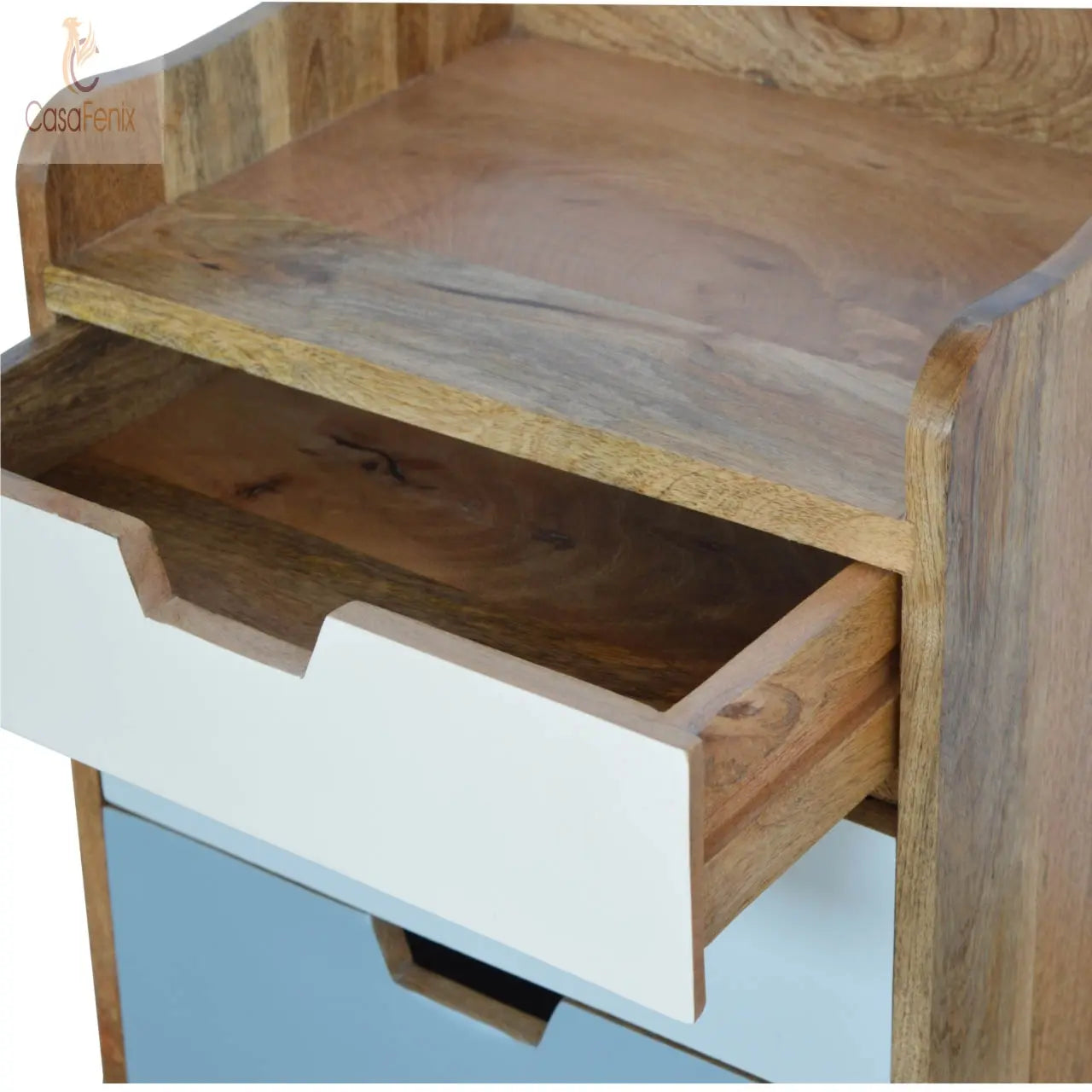 Blue and White Open Gradient 3 Drawer Bedside Chest - CasaFenix