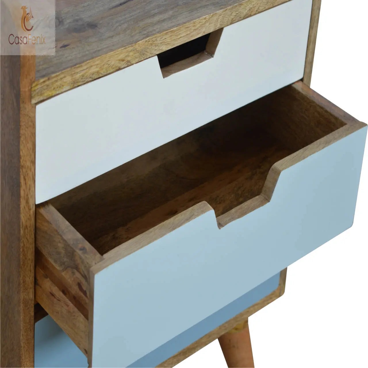 Blue and White Open Gradient 3 Drawer Bedside Chest - CasaFenix
