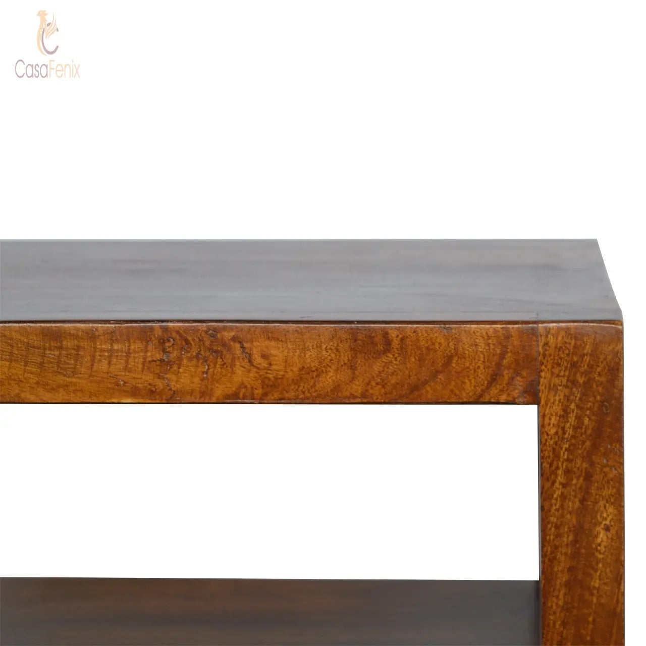 Chestnut Bedside with Gold Bar Fronted Single Drawer - CasaFenix