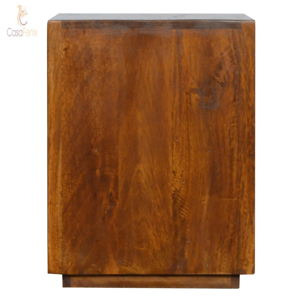 Chestnut Bedside with Gold Bar Fronted Single Drawer - CasaFenix