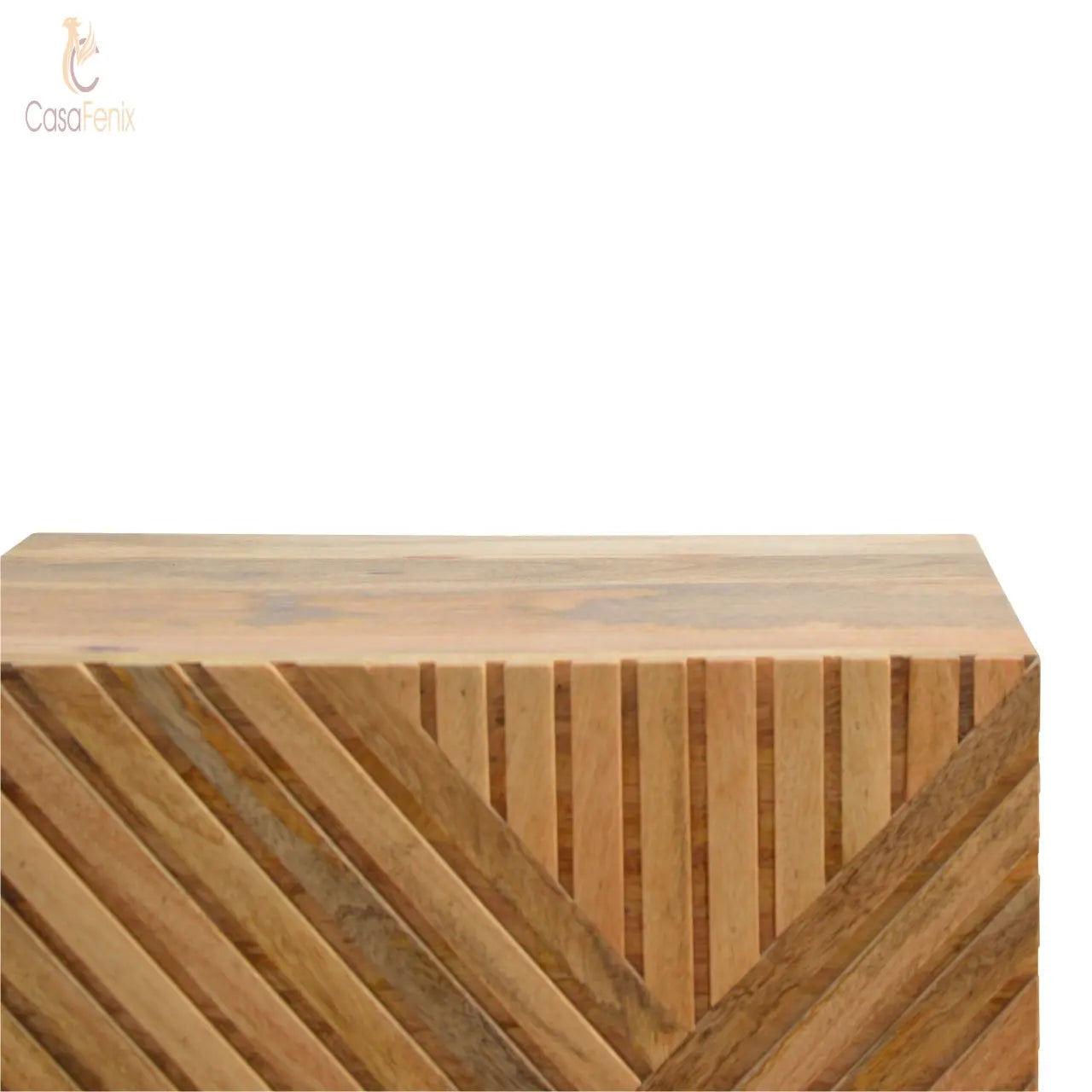 Line Carving Bedside with 2 Drawers - CasaFenix
