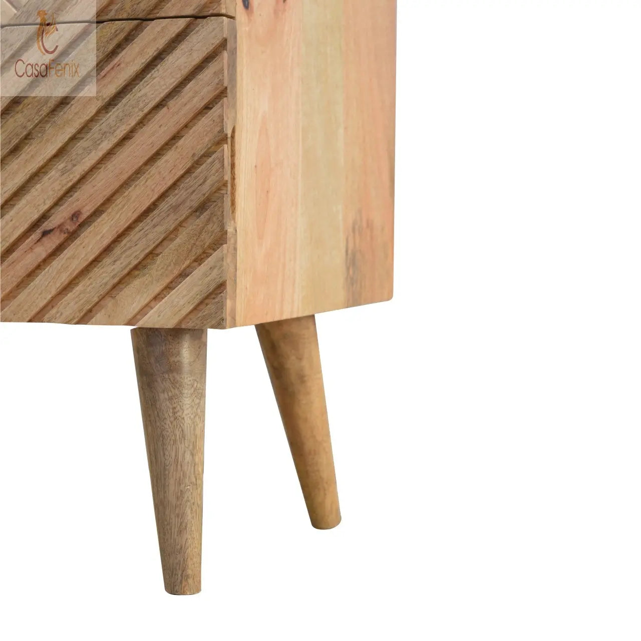 Line Carving Bedside with 2 Drawers - CasaFenix