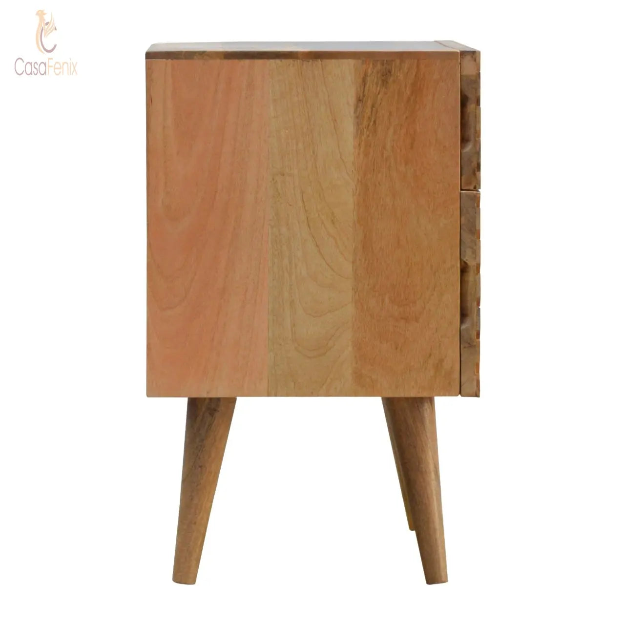 Line Carving Bedside with 2 Drawers - CasaFenix