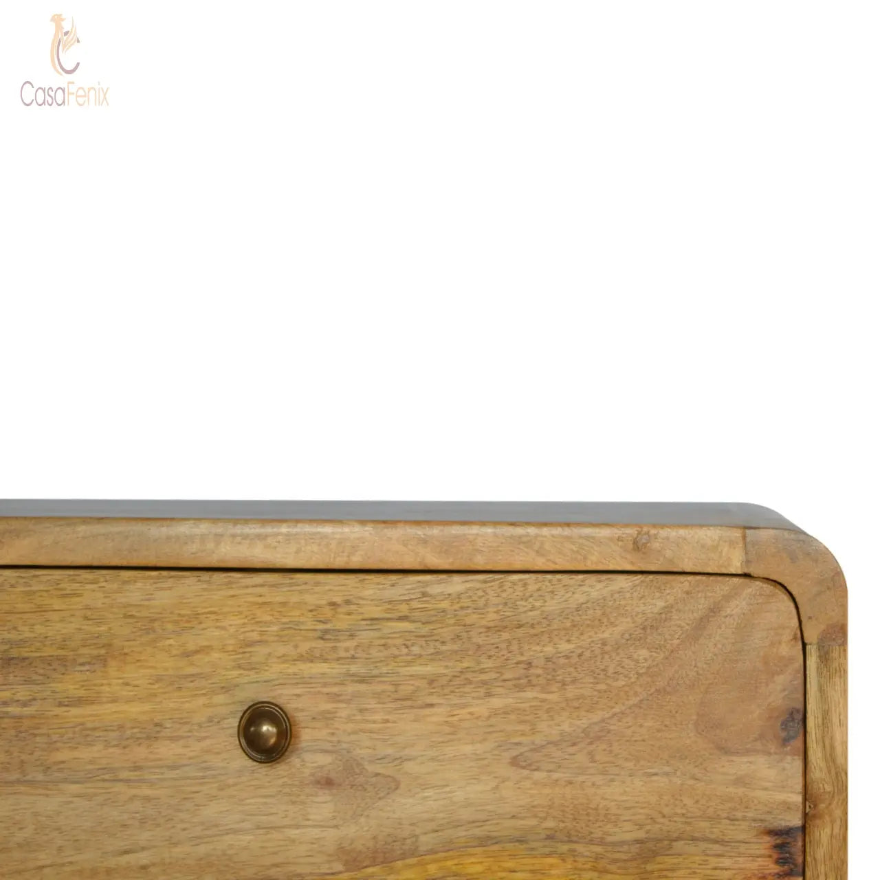 2 Drawer Curved Wall Mounted Oak-ish Bedside - CasaFenix