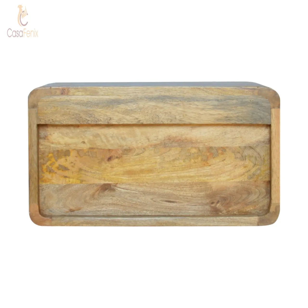 2 Drawer Curved Wall Mounted Oak-ish Bedside - CasaFenix