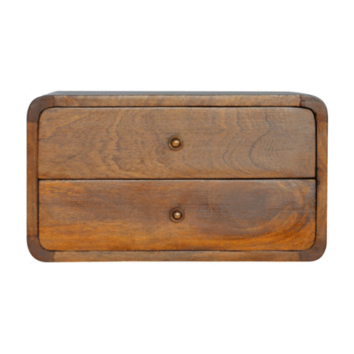 Curved Chestnut Wall Mounted Bedside Table 2 Drawer Chest Bedside table / chest CasaFenix