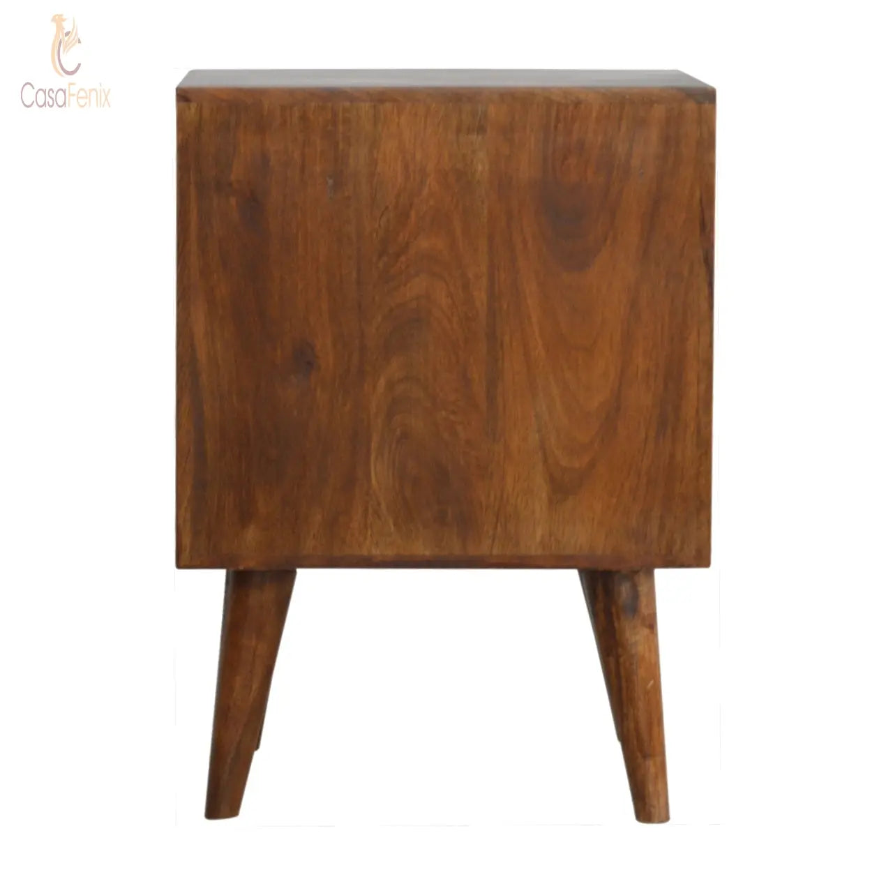 Chestnut Cube Carved Bedside Table 2 Drawer Chest Bedside table / chest CasaFenix