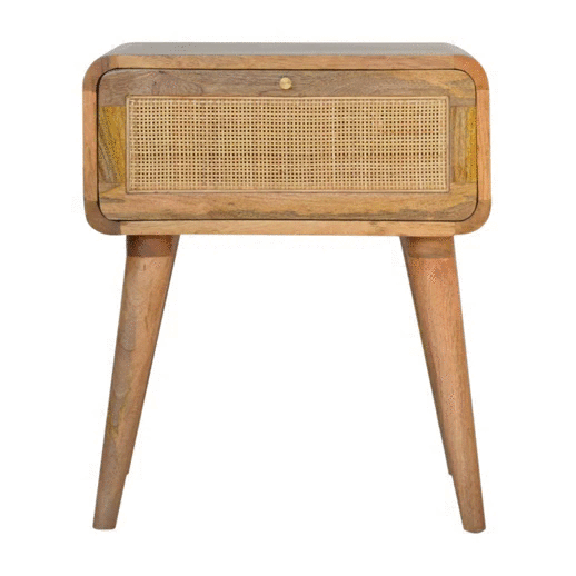 Nordic Rattan Woven Bedside Table 100% Solid Mango Wood - CasaFenix