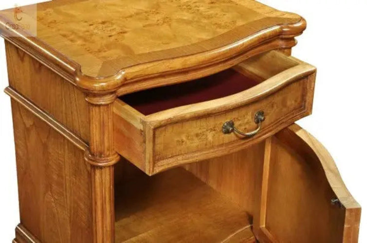 Cheshire Walnut Collection Bedside Stand / Table 1 Drawer 1 Door Chest - CasaFenix