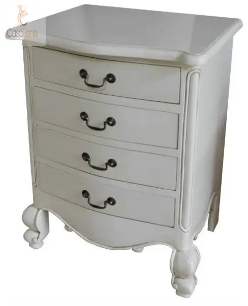 French Louis Bedside Table Four Drawer Chest Solid Mahogany - CasaFenix