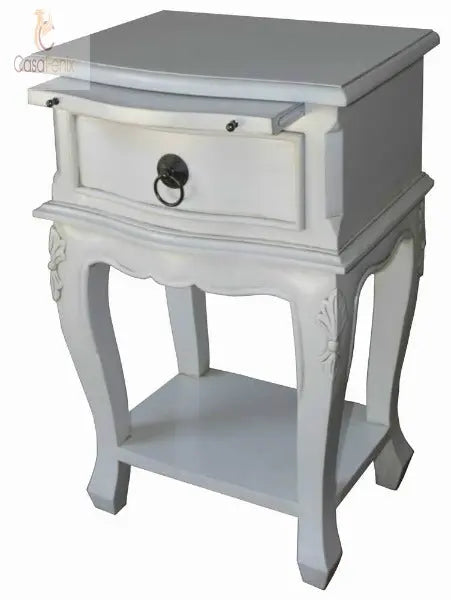 French Style Bedside Stand / Table One Drawer Chest Solid Mahogany - CasaFenix