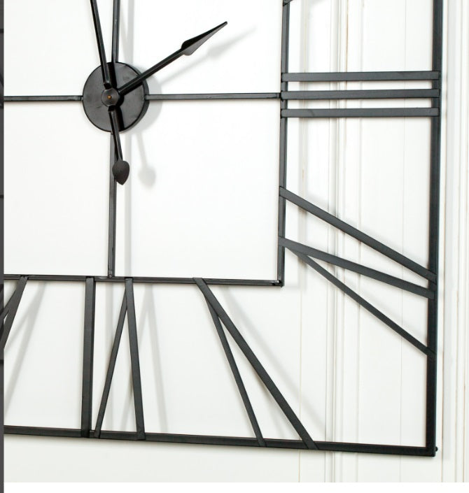 Extra Large 120cm Black Square Metal Wall Clock clock CasaFenix