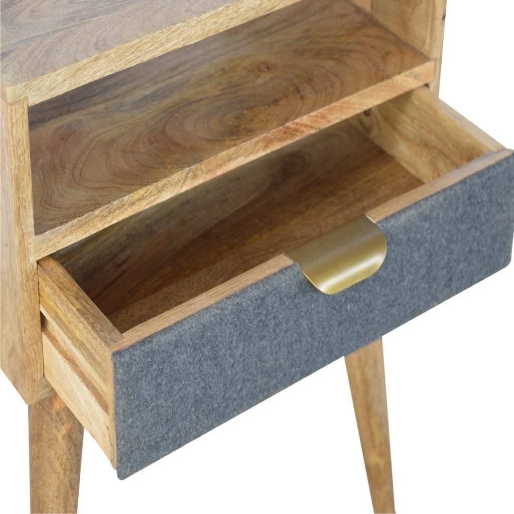 Grey Tweed Bedside with Open Slot Bedside table / chest CasaFenix