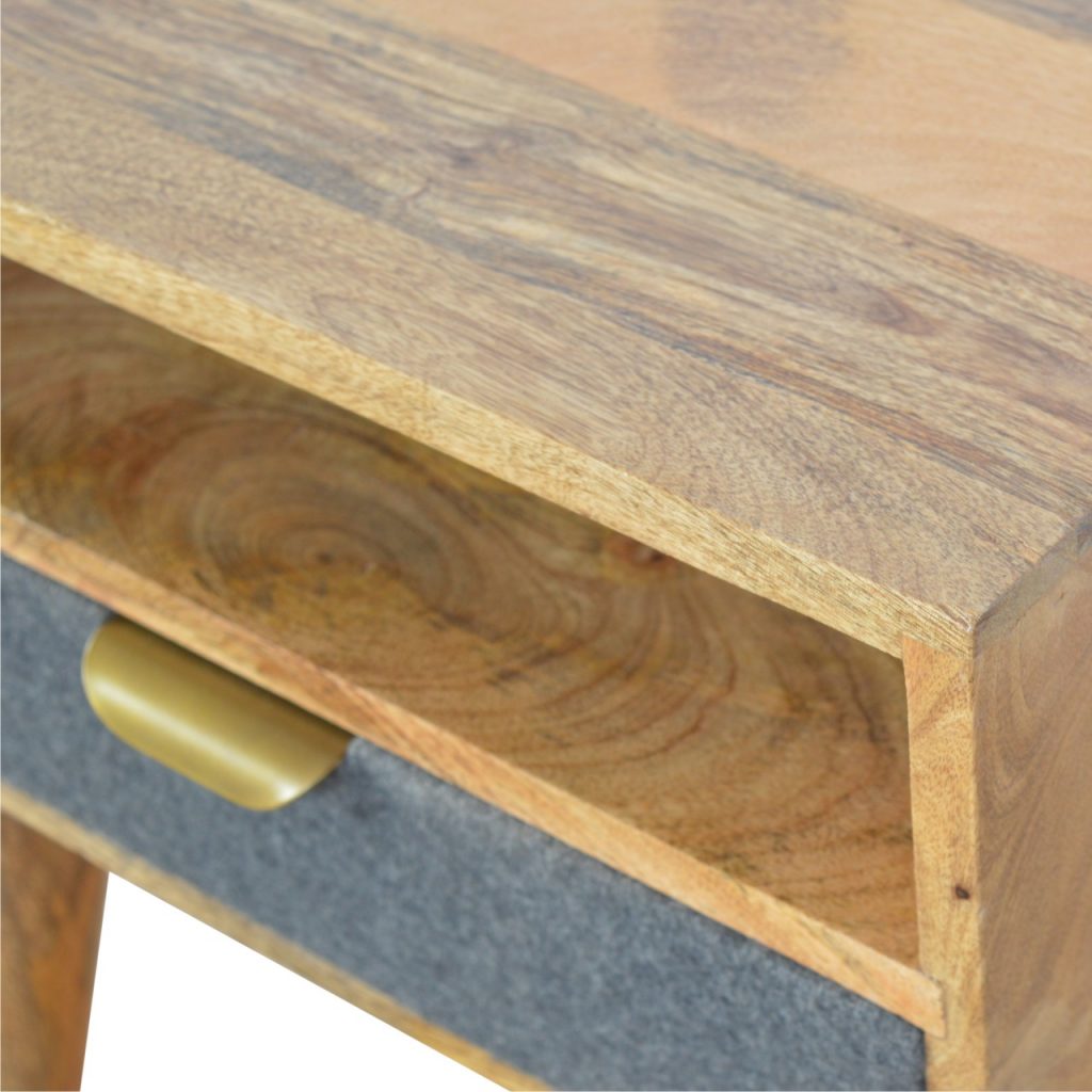 Grey Tweed Bedside with Open Slot Bedside table / chest CasaFenix