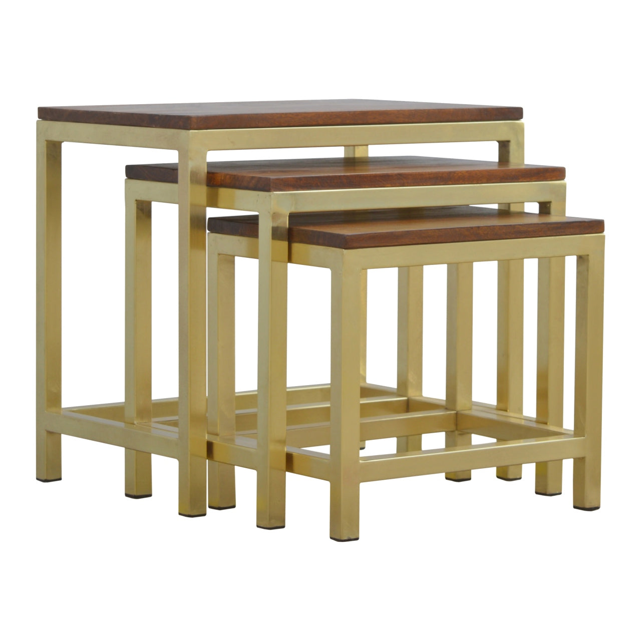 Chunky Gold Stool Set of 3 Nest of tables CasaFenix