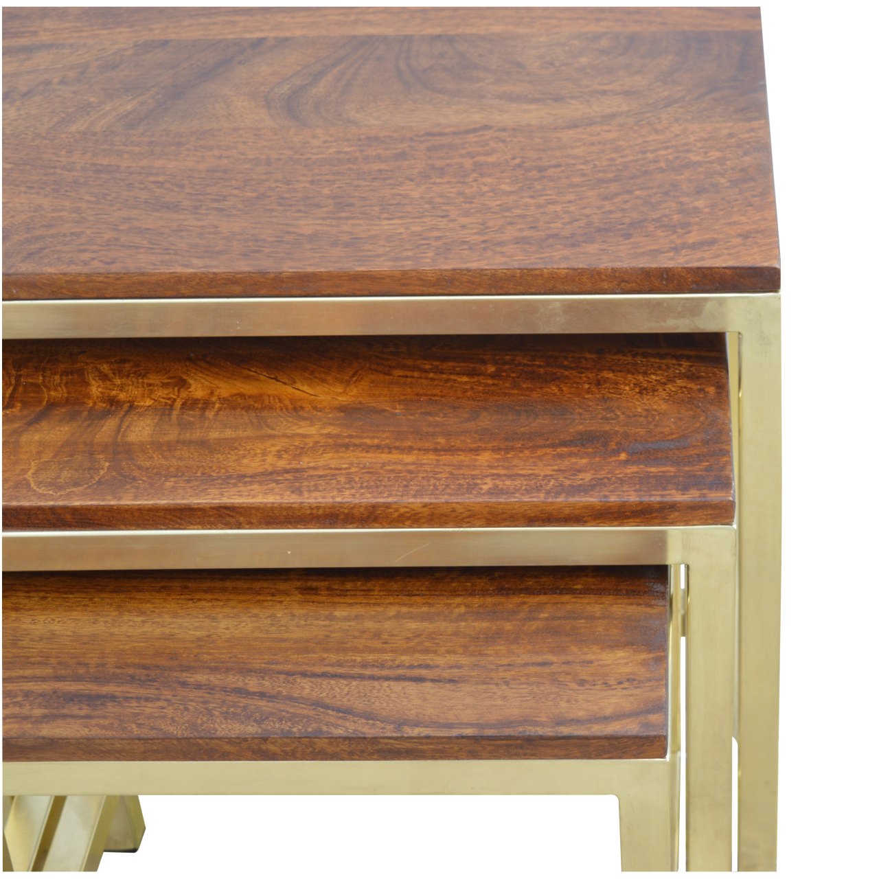 Chunky Gold Stool Set of 3 Nest of tables CasaFenix
