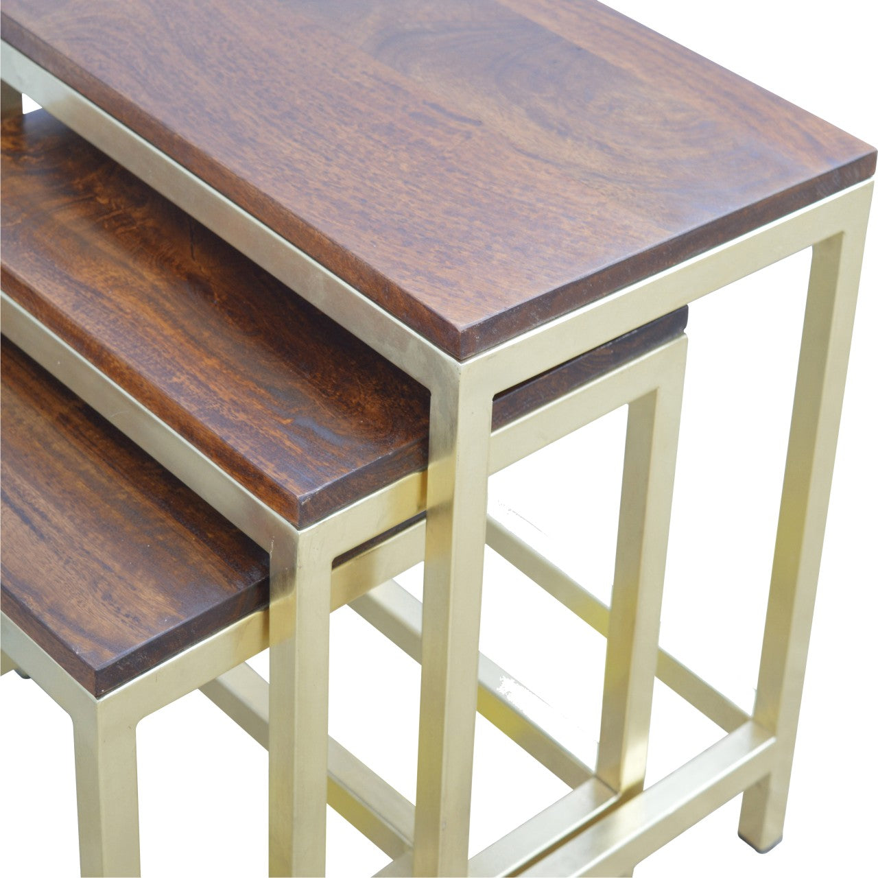 Chunky Gold Stool Set of 3 Nest of tables CasaFenix