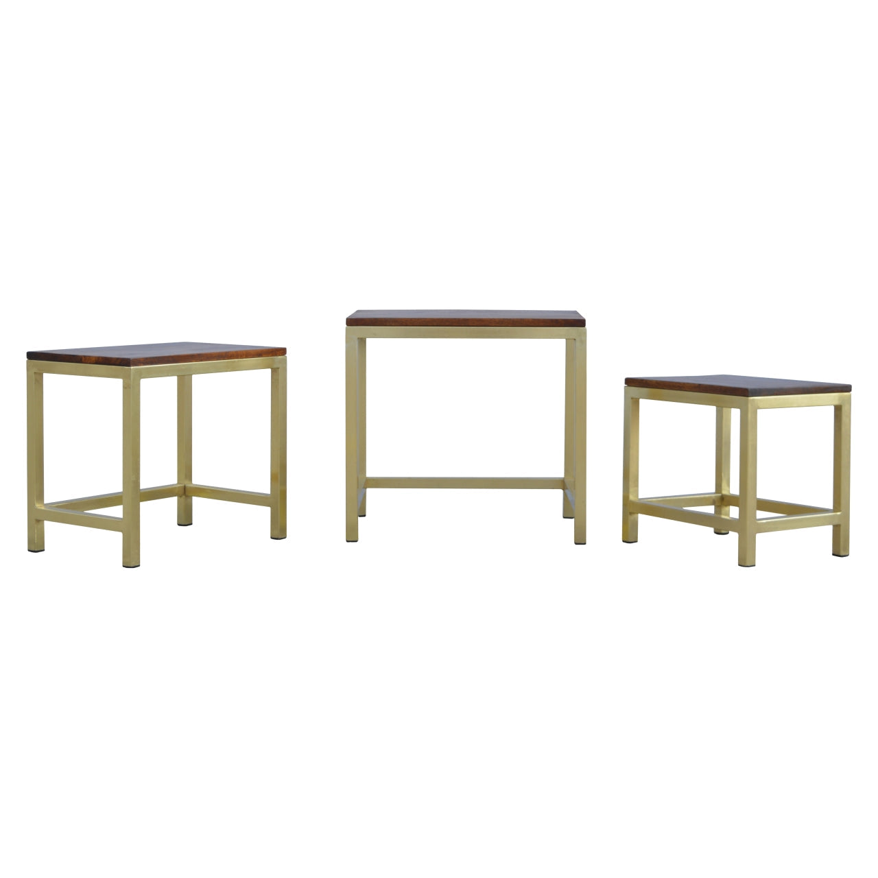 Chunky Gold Stool Set of 3 Nest of tables CasaFenix