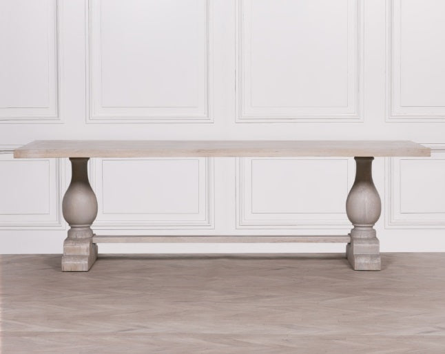 Blanche Mango Wood Rectangular Dining Table with Twin Pedestal Base 260cm Dining table CasaFenix