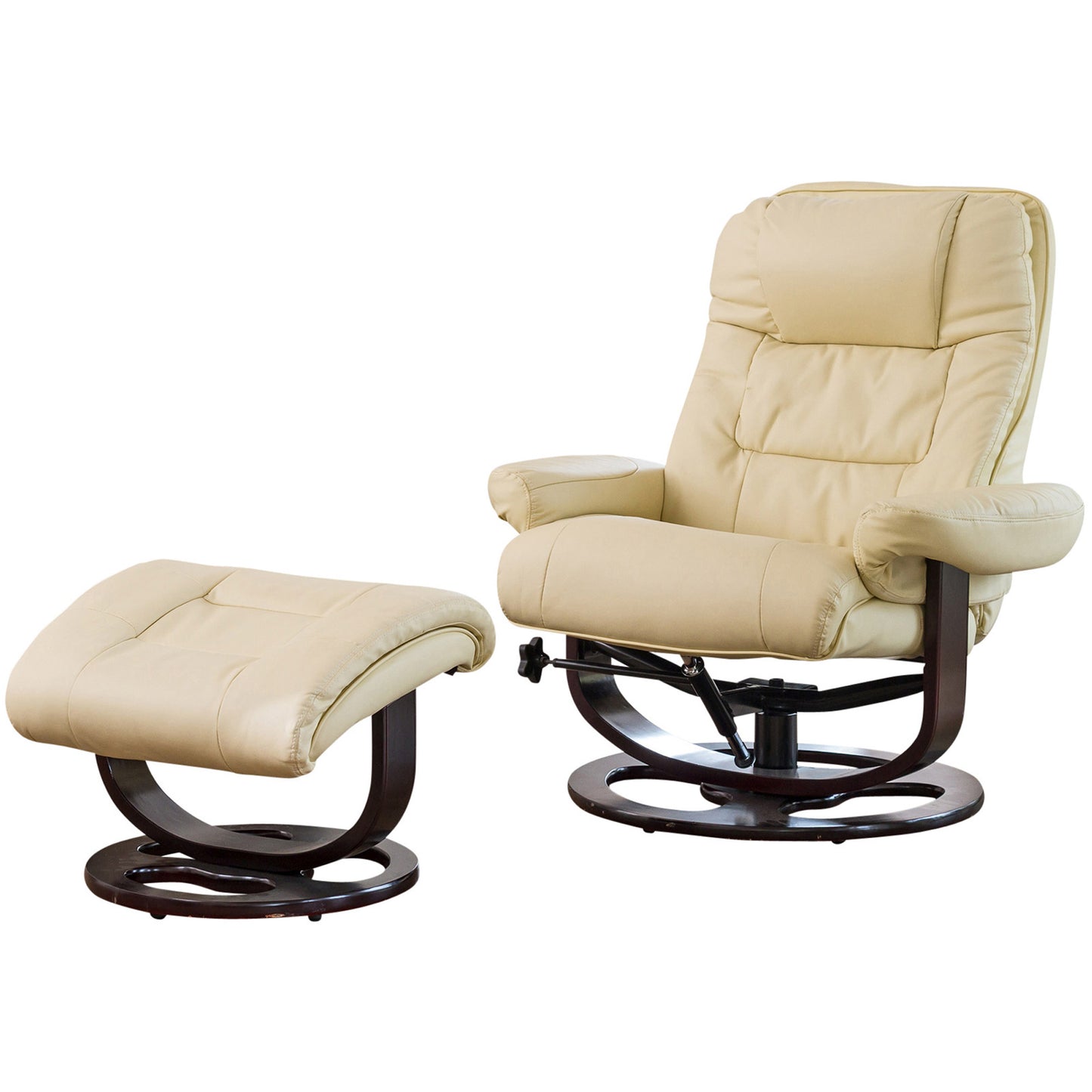 High Backed Swivel Recliner + Footstool Available in black, brown, burgundy, cream, grey. Heat Option - CasaFenix