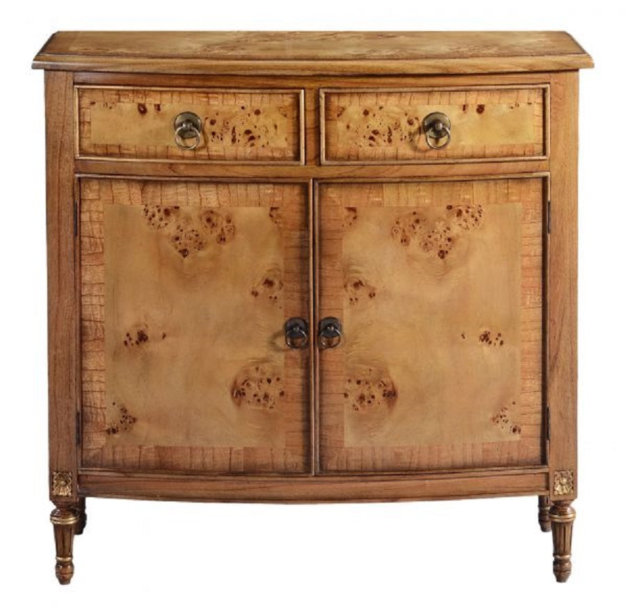 Cheshire Walnut Collection Small Bow Fronted 2 Door 2 Drawer Sideboard - CasaFenix