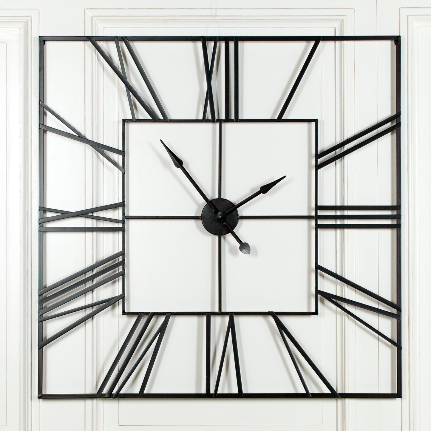 Extra Large 120cm Black Square Metal Wall Clock