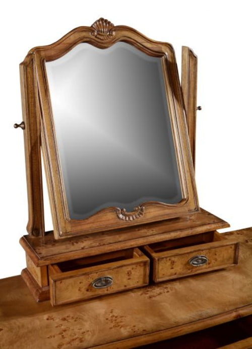 Cheshire Walnut Collection Dressing Table With Mirror 5 Drawers - CasaFenix