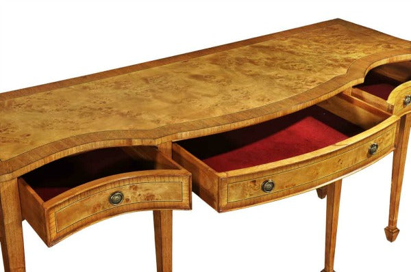 Cheshire Walnut Collection Serpentine Walnut Console Table - CasaFenix