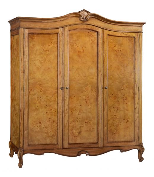 Cheshire Walnut Collection Shaped Triple 3 Door Wardrobe - CasaFenix