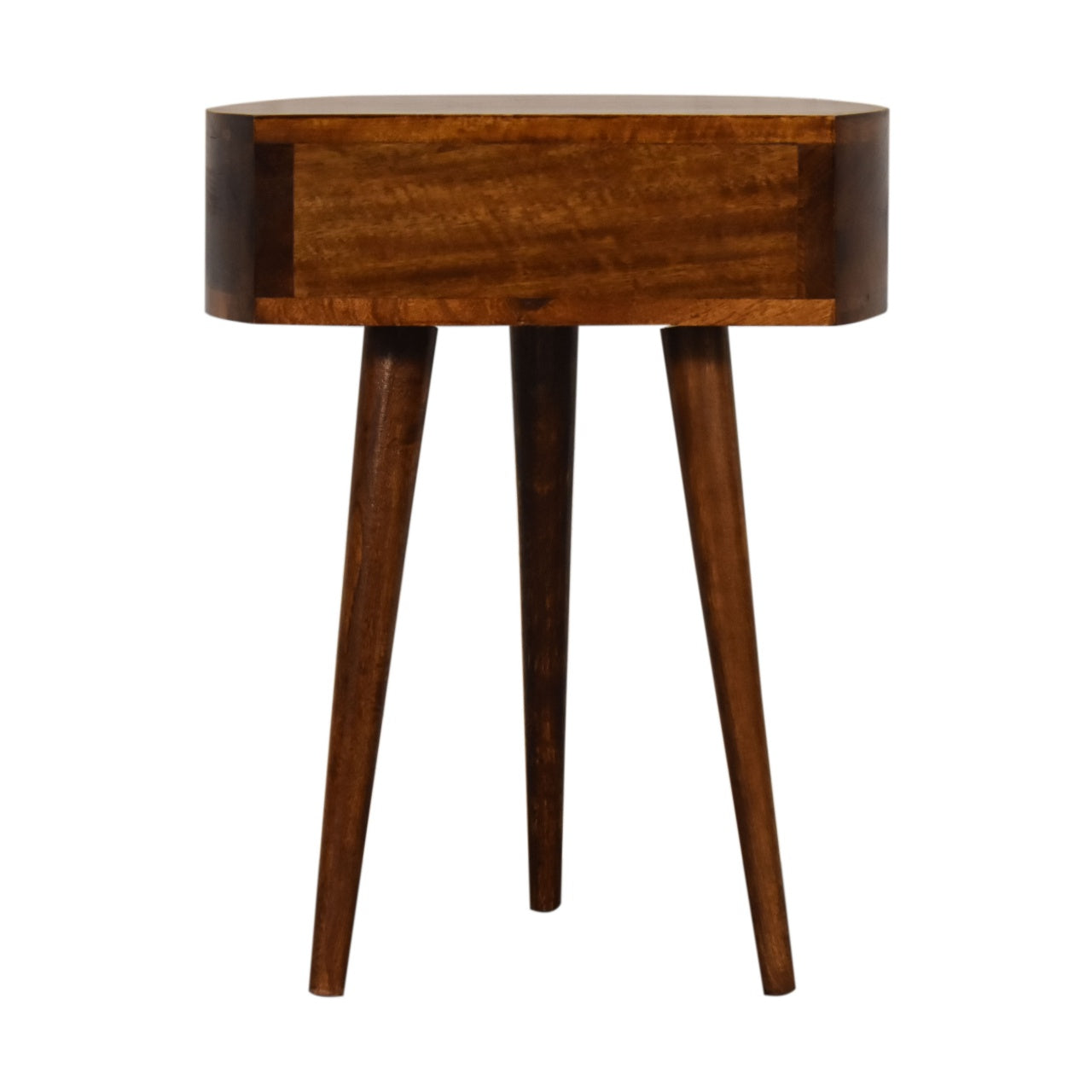 Chestnut Semi Circle Bedside 1 Drawer. Solid Mango Wood - CasaFenix