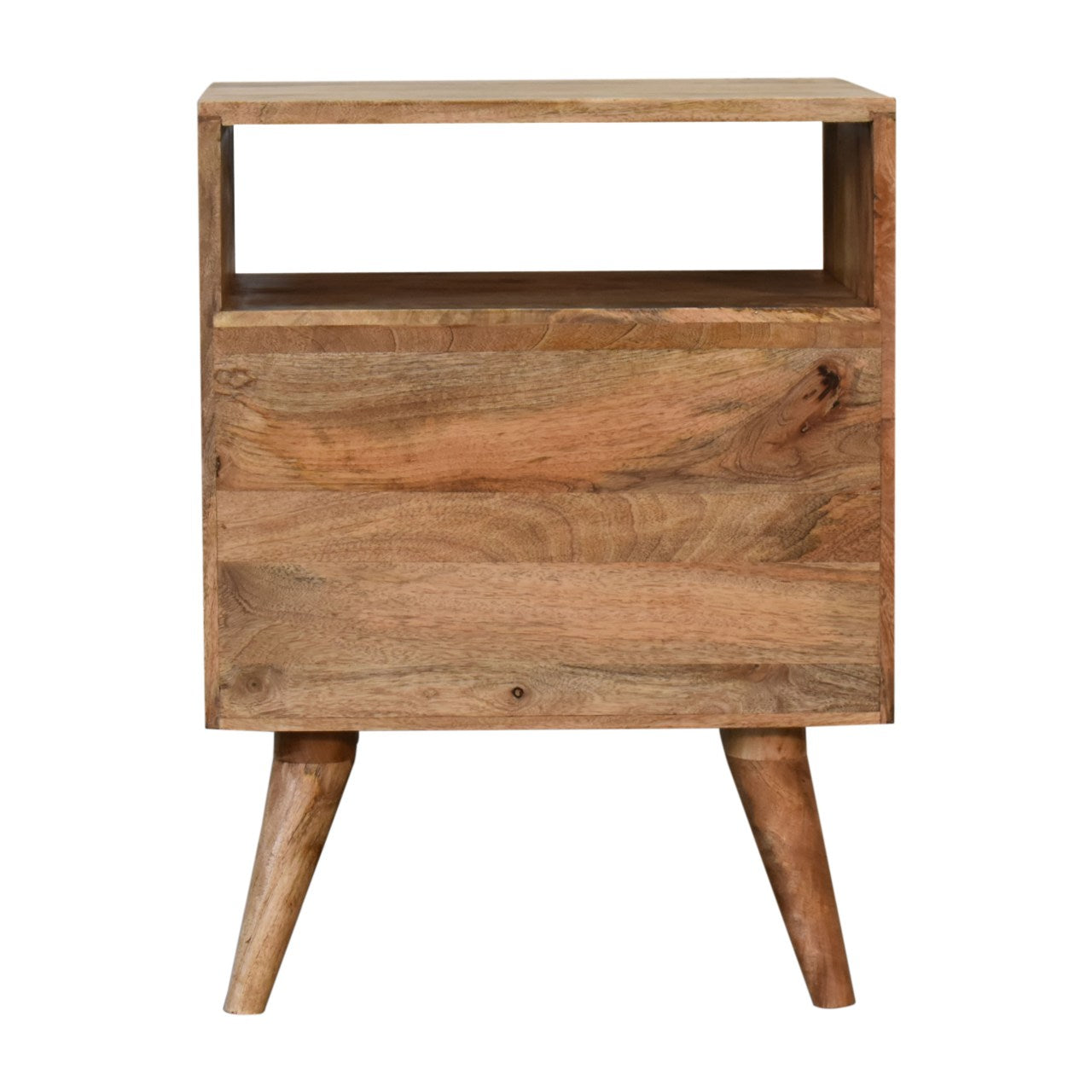 Classic Oak-ish Bedside Table 2 Drawer Chest Solid Mango Wood - CasaFenix