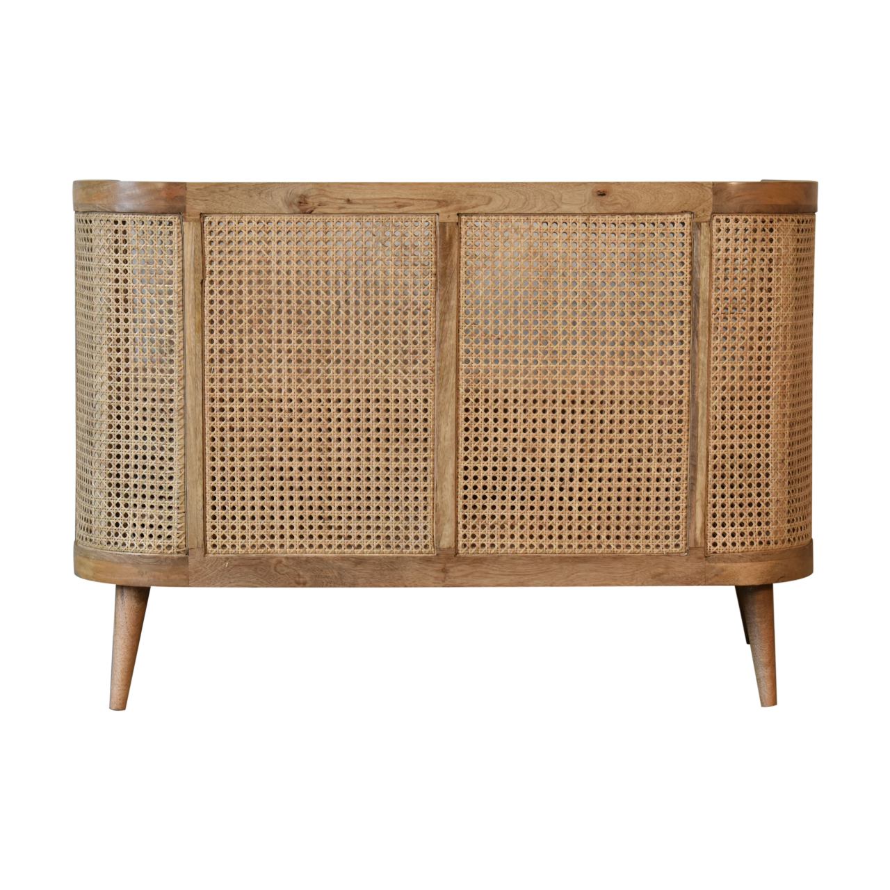 Grey Tweed Rattan 2 Seat Upholstered Conservatory Sofa Mango Wood Frame - CasaFenix