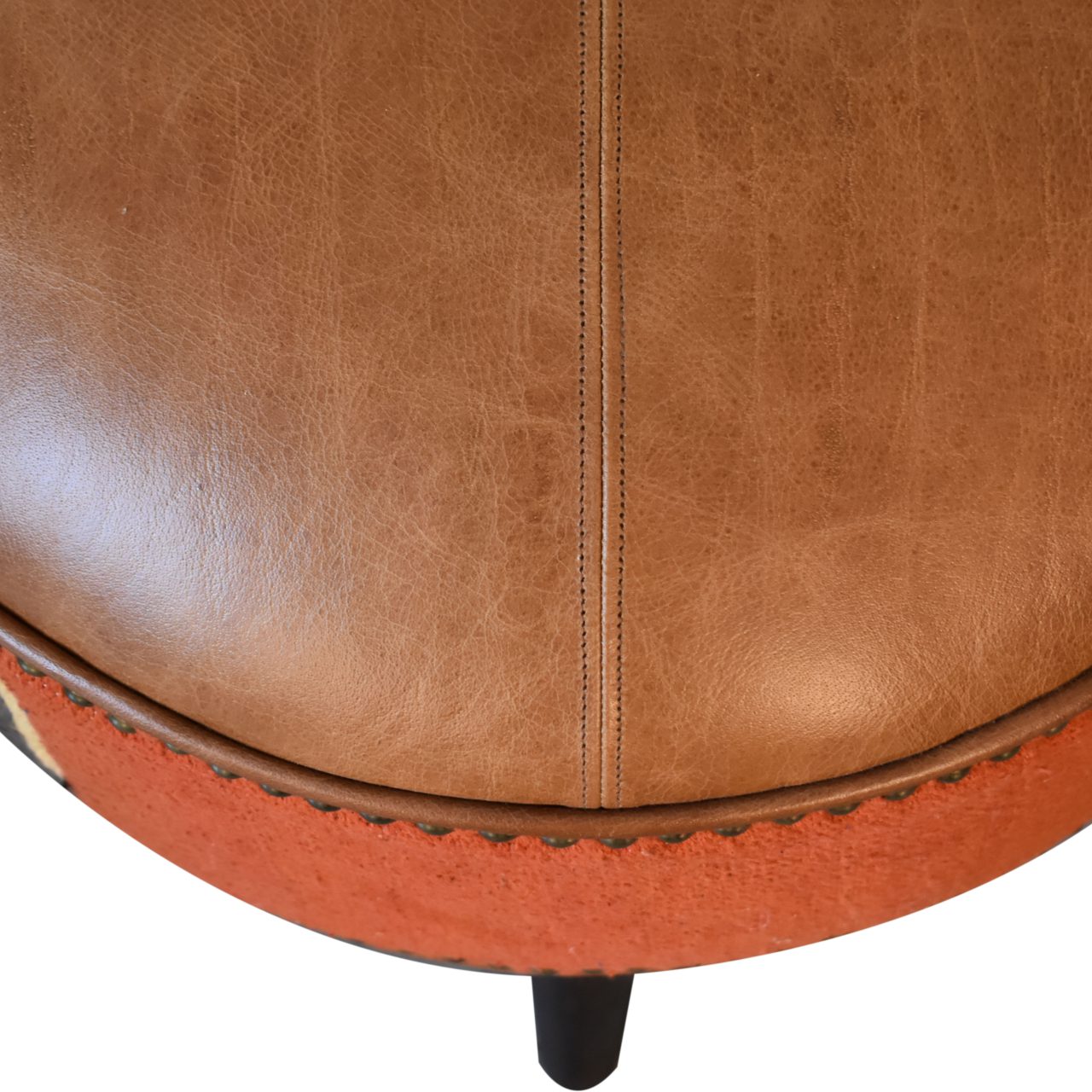 Durrie & Leather Mixed Footstool Animal Print - CasaFenix